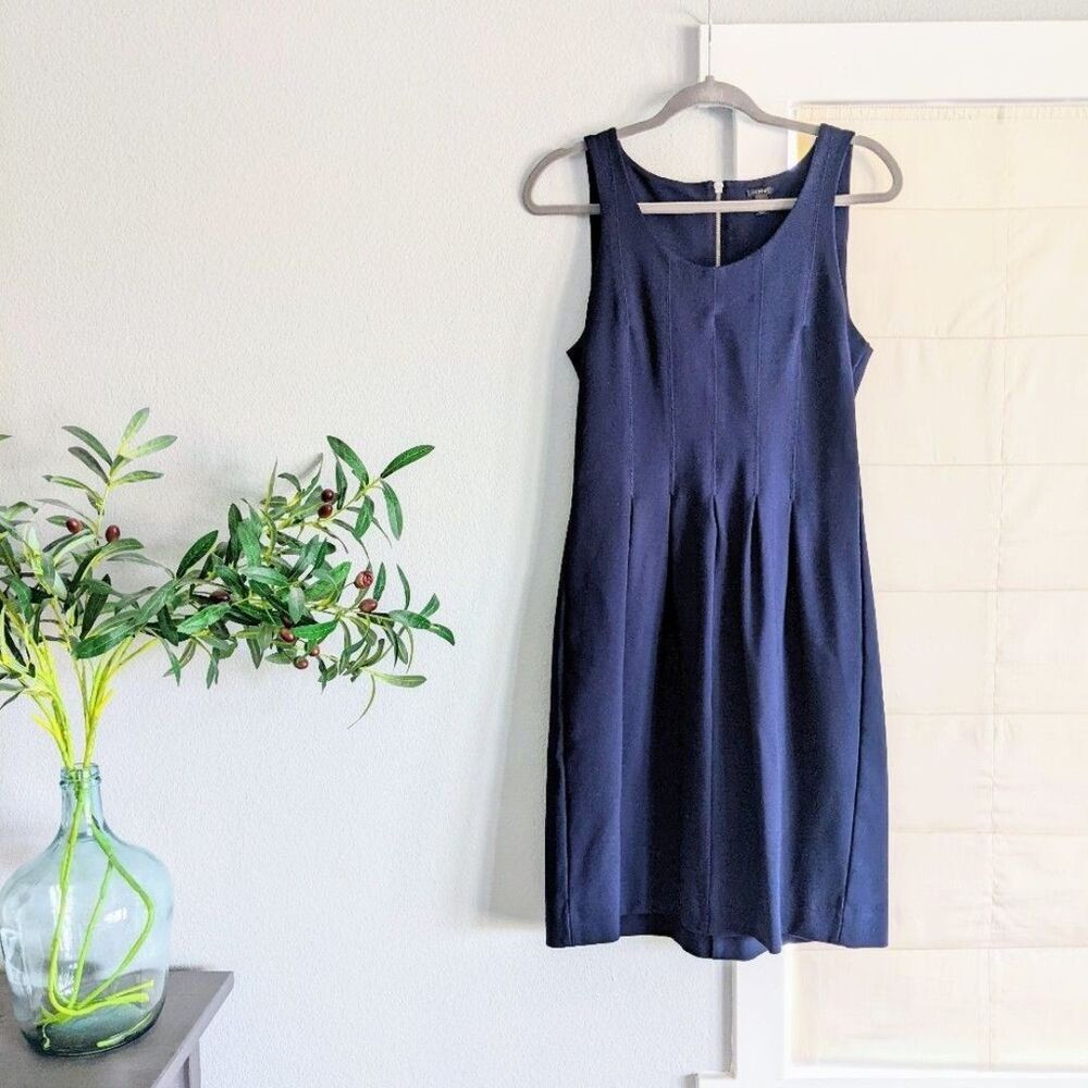 Nave Blue J. Crew Stretch Ponte Dress 8 Classic Event Preppy Coastal - Picture 2 of 11